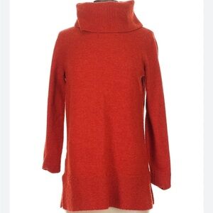 LOFT Cowl Neck  Red Orange Sweater Dress  Large NWT
